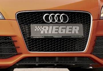 Rieger Kühlergrill Audi TT-RS (8J), schwarz/aluminium (WJF) incl. TT-RS-Logo, ohne Kennzeichenauflage