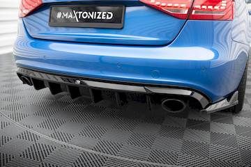 Heckansatz-Audi-A4-S-Line-Sedan---Avant-B8-Version-mit-Einzel-Auspuffendrohren-beidseitig_AU-S4-B8-RS1GO_O