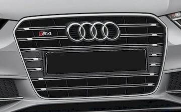 Rieger Kühlergrill Audi S4 (B8) platinumgrau,inkl S4-Logo inkl. Kennzeichenaussparung, mit Aussp. für PDC
