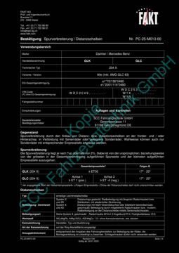 SCC Distanzscheiben und Felgen Gutachten, Mercedes GLK-Klasse X204 2008-2015