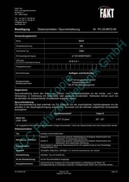 SCC Distanzscheiben und Felgen Gutachten, BMW M5 inkl. Touring G90|G99 (G9M) 2024-