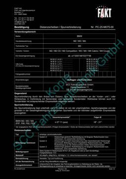 SCC Distanzscheiben und Felgen Gutachten, BMW M4 inkl. Cabrio (F82/F83) - M3 2014-2020