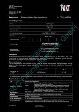 SCC Distanzscheiben und Felgen Gutachten, VW Tiguan 5N 2007-2016