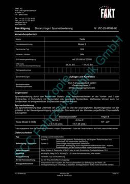 SCC Distanzscheiben und Felgen Gutachten, Tesla Model S (Plaid) 4 2021-
