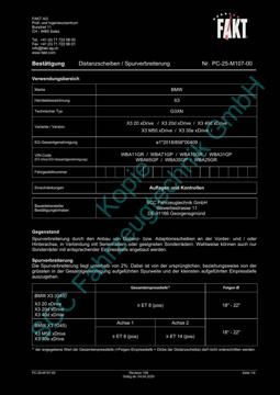 SCC Distanzscheiben und Felgen Gutachten, BMW X3 G45 (G3XN) 2024-