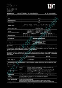 SCC Distanzscheiben und Felgen Gutachten, BMW X5 G05 (G5X) 2018-