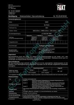 SCC Distanzscheiben und Felgen Gutachten, BMW 8er G14|G15|G16 (G8C) 2018-