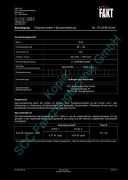 SCC Distanzscheiben und Felgen Gutachten, Audi A6|S6 GH 2024-