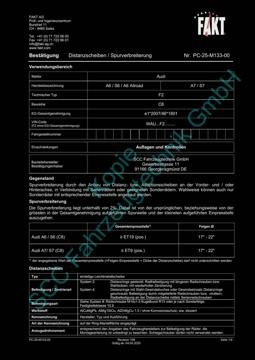SCC Distanzscheiben und Felgen Gutachten, Audi A6|S6 C8 (F2) 2018-2024