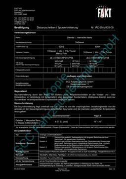 SCC Distanzscheiben und Felgen Gutachten, Mercedes-Benz Vito 639/2|639/4 2014-