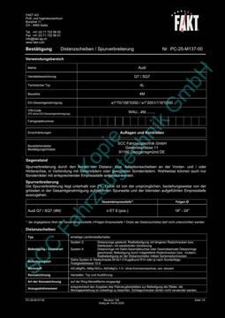 SCC Distanzscheiben und Felgen Gutachten, Audi Q7|SQ7 4M (4L) 2015-