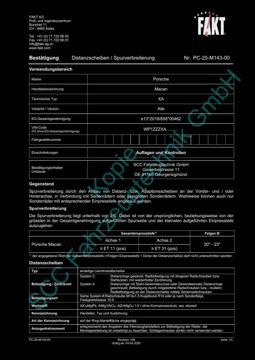 SCC Distanzscheiben und Felgen Gutachten, Porsche Macan XA 2024-