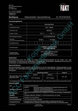 SCC Distanzscheiben und Felgen Gutachten, Mercedes-Benz GLC (nicht AMG) X254 (R2CGLC) 2022-