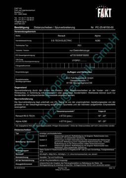 SCC Distanzscheiben und Felgen Gutachten, Renault 5 E-TECH P01 2024-