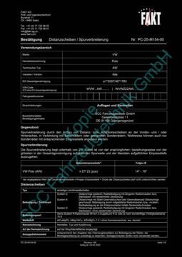 SCC Distanzscheiben und Felgen Gutachten, Volkswagen Polo VI AW 2017-