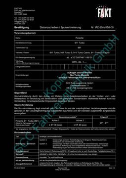 SCC Distanzscheiben und Felgen Gutachten, Porsche 911 Turbo 991 2014-2019
