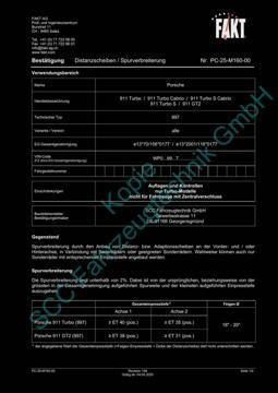 SCC Distanzscheiben und Felgen Gutachten, Porsche 911 GT2 997 2004-2012