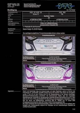 Maxton Design DTC Frontlippe Fussgängerschutz, Audi RS3 8Y  